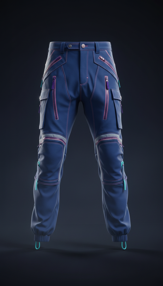 Layered Technical Trousers in Aurora Blue