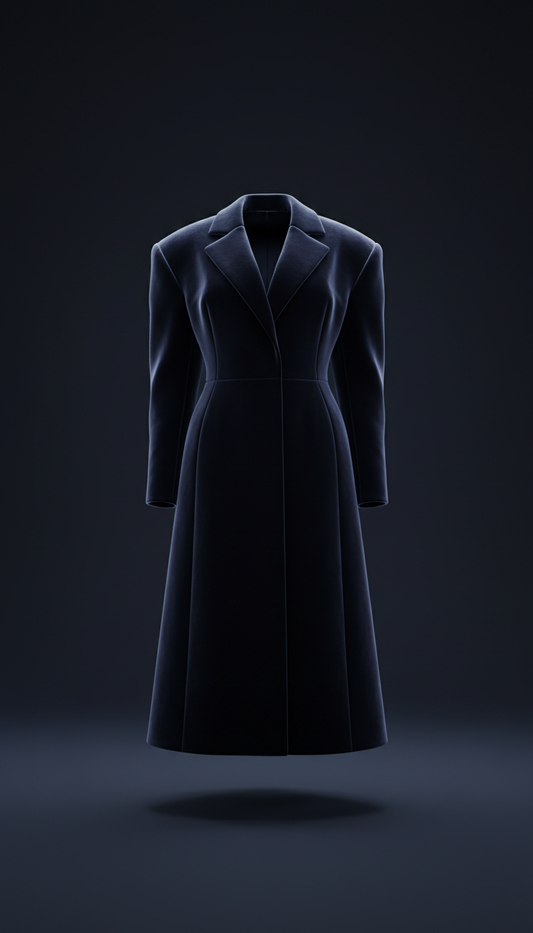 Velvet Oversized Coat with Structured Silhouette